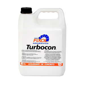 Aditivos para Concreto Turbocon Fixol. Presentaciones de 4 litros, 18 litros y 180 litros.
